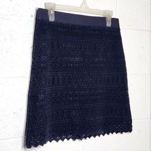LOFT Navy Lace Overlay Skirt